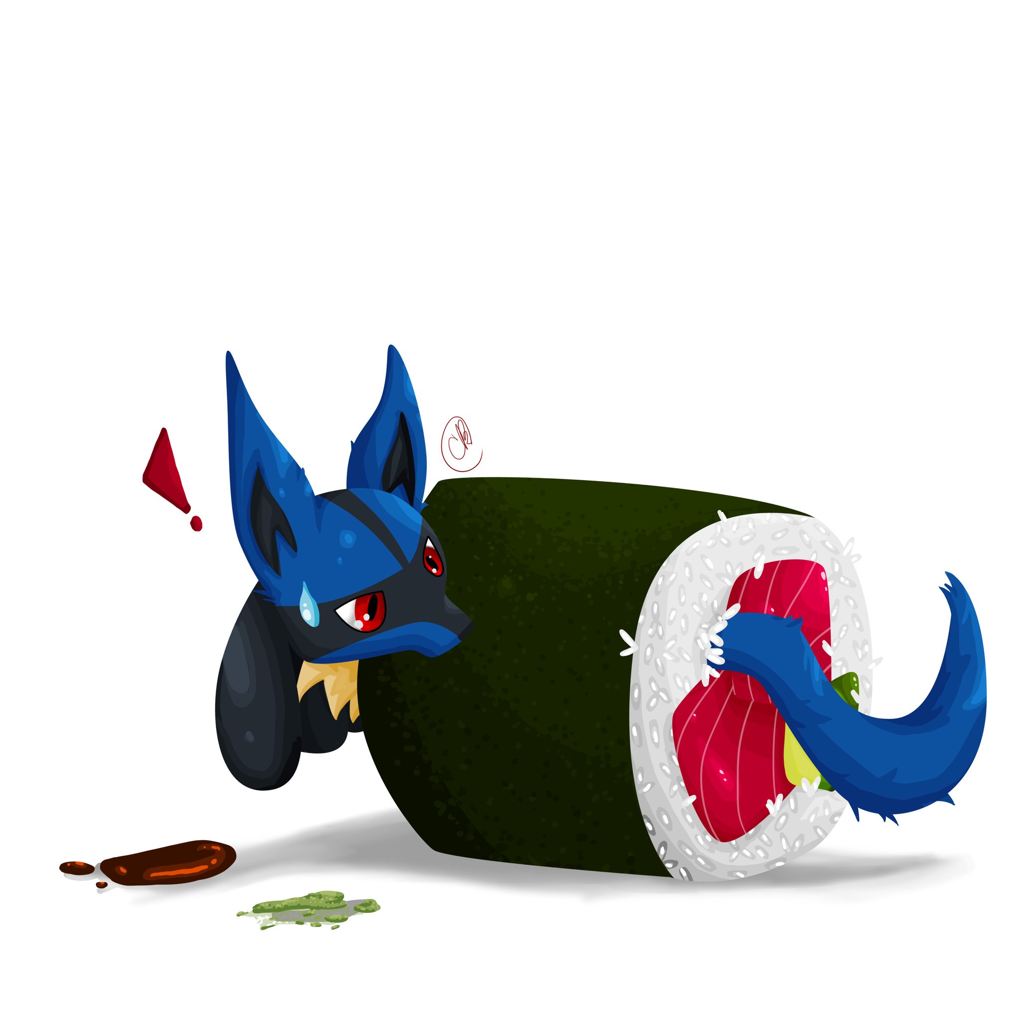 Cynthia Breheny on Twitter: "Lucario got himself all wrapped up in this tuna and avocado roll ...