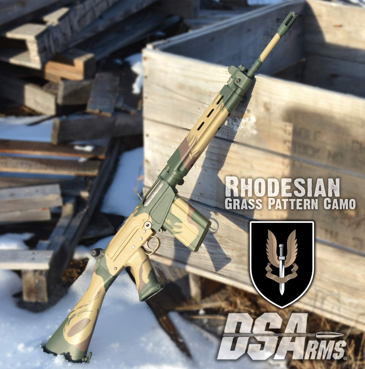 Check out this Rhodesian grass pattern camo SA58 Fal. 