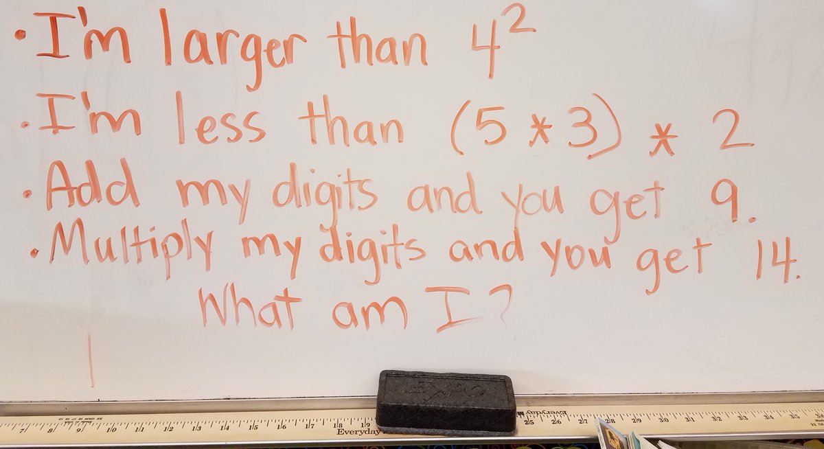 MsSchmitz_LESD's tweet photo. Can you solve our number riddle? #5thgrade #numberriddle @Anderson_LESD @LESDSchools https://t.co/B9Hr6whEYm