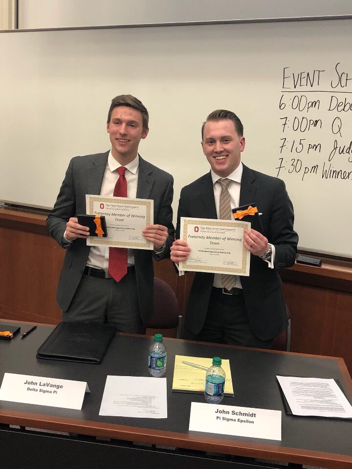 pseosu's tweet image. Huge congratulations to @Jschmidt__ for being a part of the winning debate duo w/ @OSUDSP for the 1st Annual Business Fraternity Global Debate! Proud of you, brother!