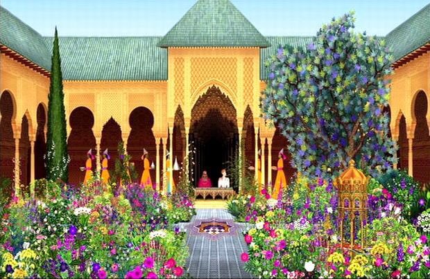 Nyoooon 低速 アズールとアスマール ミッシェル オスロ監督 最近のアズール人気に便乗しておすすめしたい またジブリ美術館ライブラリから 話も冒険ファンタジーで面白いんだけど 画面いっぱいの背景のイスラム模様が壮観 服のベタ塗りと