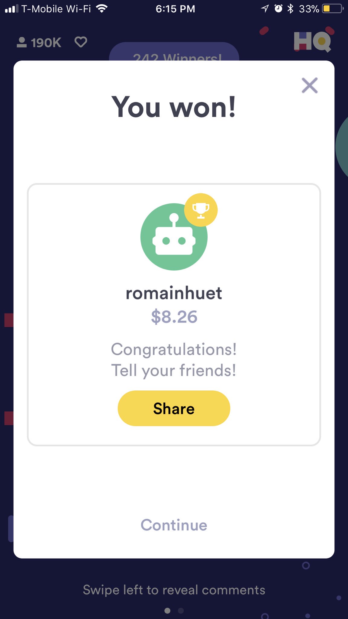 Romain Huet You Guys Forget About Crypto I Won Hqtrivia With The Wonderful Stripe Recruiting Team