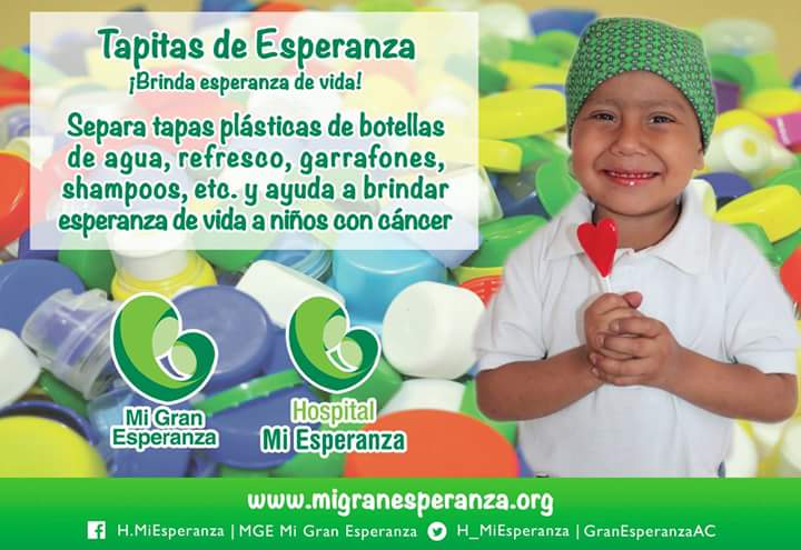 GranEsperanzaAC's tweet photo. Dona tapitas de plástico de cualquier envase y brinda esperanza a niños con cáncer. #EsViernesDPedir https://t.co/LNvoj2K0It