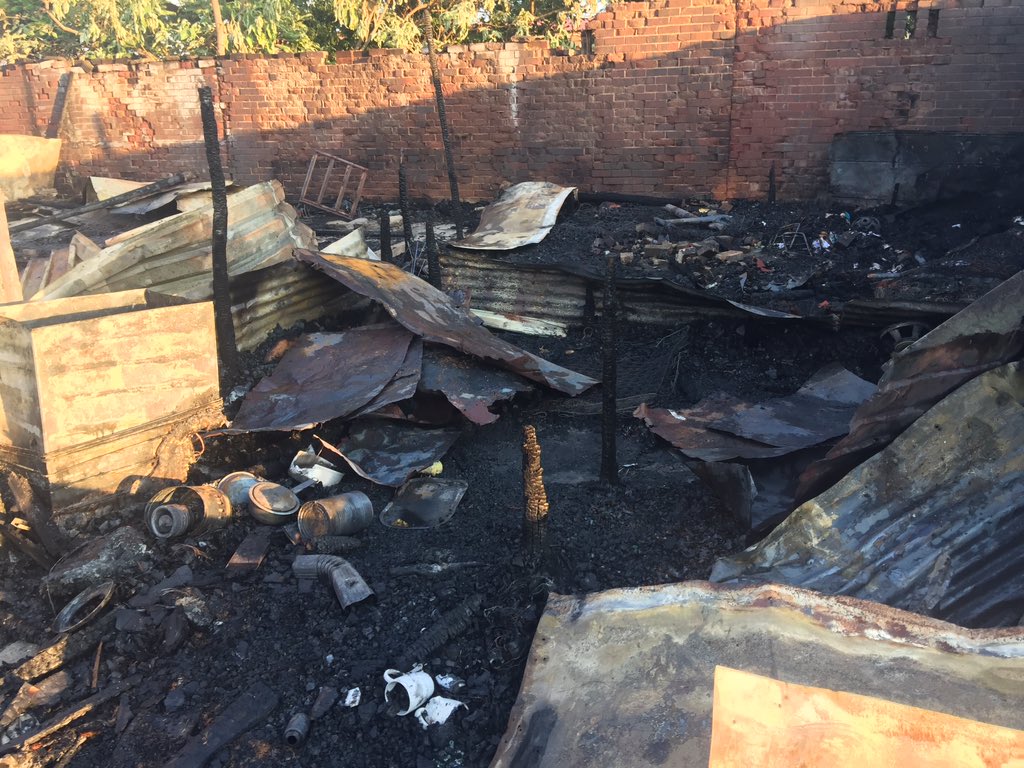RobertMulaudzi's tweet photo. @CityofJoburgEMS Multiple Shacks on fire incident @George Goch informal settlement were a mother and 2 months old baby girl lost their lives earlier hours of this morning,the cause of the fire is believed to be a Candle @CityofJoburgZA @CoJPublicSafety https://t.co/5xW2UhEdtk