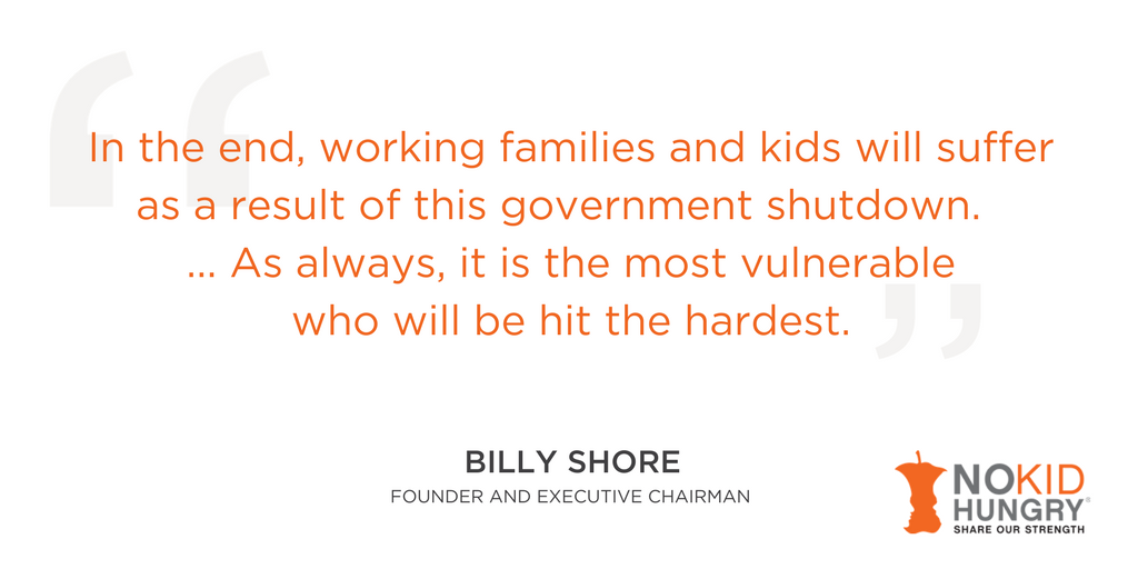 nokidhungry's tweet photo. BREAKING NEWS: Congress did not pass a budget and the government has #shutdown. Hungry kids are on the line, and kids can’t wait. https://t.co/Znh0MSMTjA