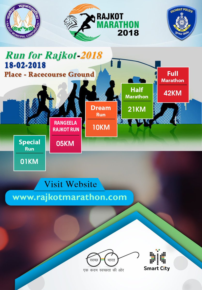 Runrajkot's tweet image. For Online Registration visit rajkotmarathon.com