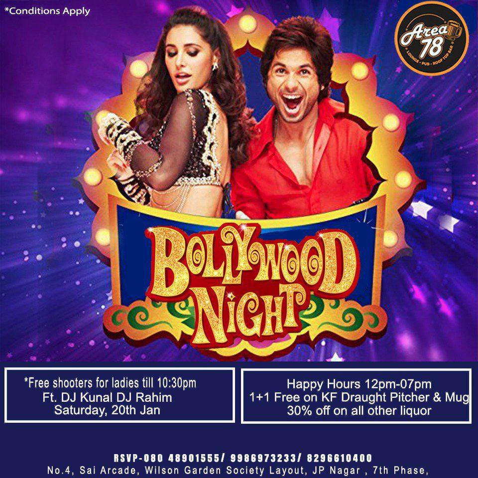 area78pub's tweet photo. #Bollywood #Diva #Night
#Free shooters for ladies in the house**
Come join the #Hungama at #Area78 this #Saturday
Bollywood Music by DJ Kunal &amp; Rahim
Amazing Offers at -Bar &amp; https://t.co/cHMsjCnP5a Offers &amp; Group Booking
#JPNagar
Guest List 080 48901555 / 9986973233!! https://t.co/aW7QFPBhlT