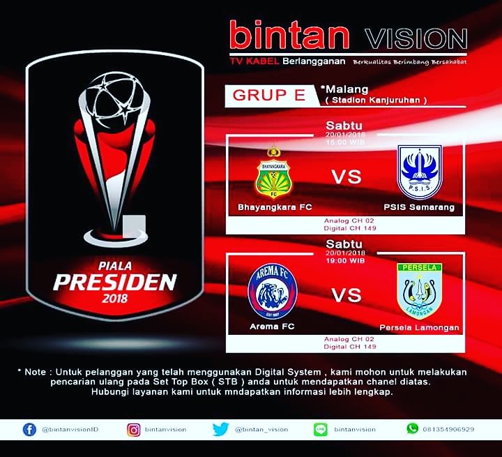 bintan_vision's tweet image. Update jadwal pertadingan Piala Presiden 2018. Selamat menikmati. 

#AnalogSystem
#DigitalSystem
#Comingsoon_FTTHSystem_InternetTV
#Berkualitas_Berimbang_Bersahabat