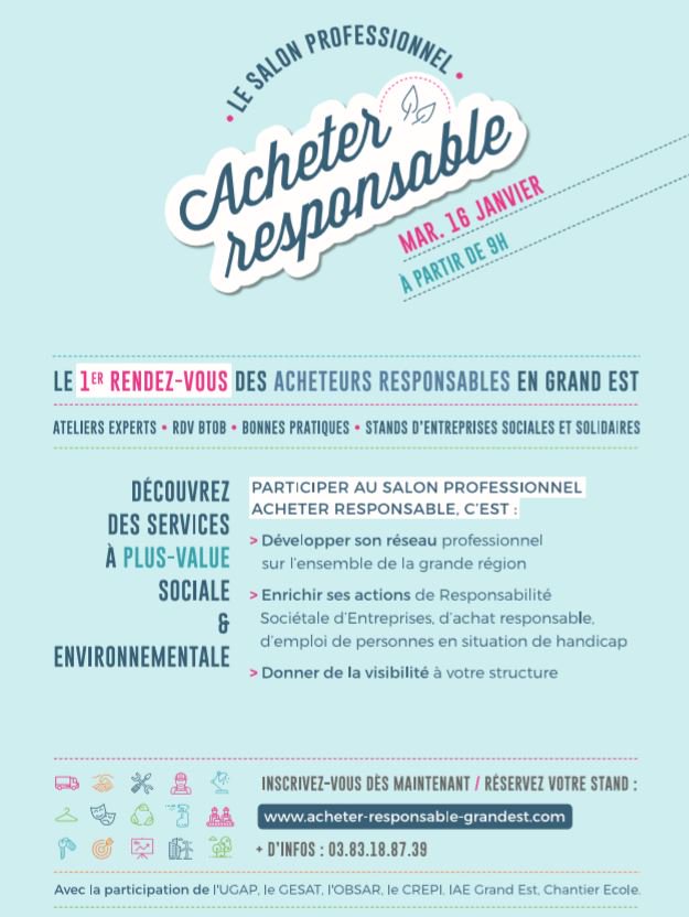 CREPILorraine's tweet photo. Le CREPI Lorraine est partenaire du salon "Acheter Responsable" https://t.co/5fVyn6SxUg