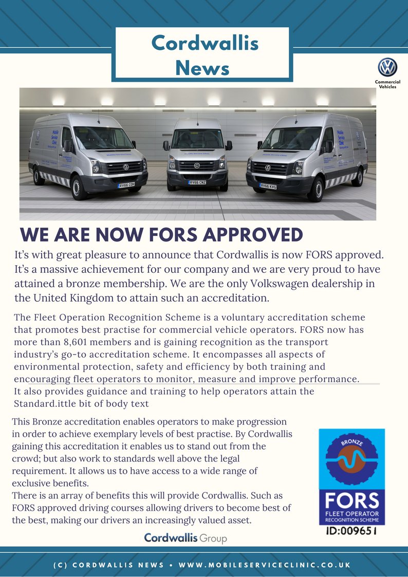 VWMOBSERV's tweet photo. CORDWALLIS NEWS!! #cordwallis #mobileclinic #volkswagen #vans #fleet #fleetnews #commercialvehicles #weeklynews #vw #fors #forsapproved https://t.co/jOgJsmV4TY