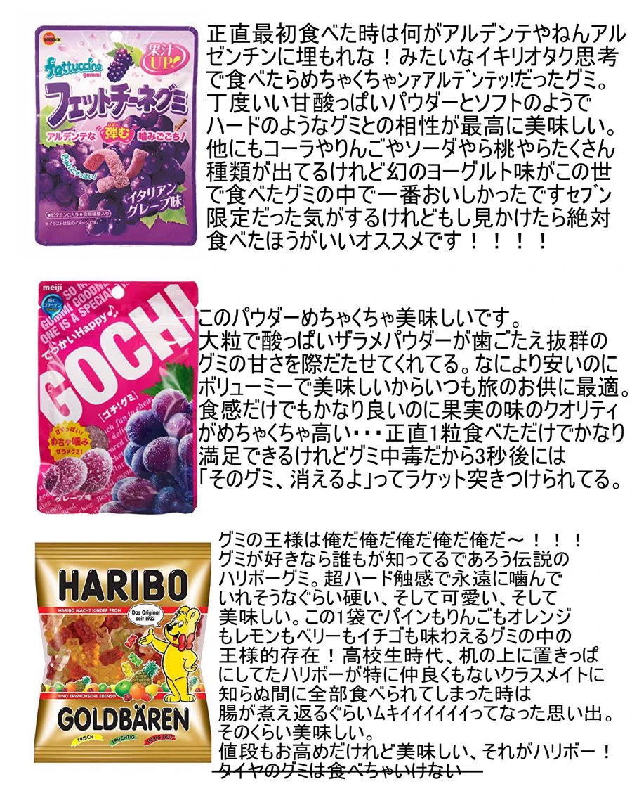 グミ好きにはたまらない？おすすめのグミをまとめたものがこれｗｗｗ