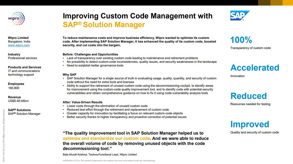 MayerSap's tweet photo. Wipro improves Custom Code Management with SAP Solution Manager #solman #sap
https://t.co/TbT5OpxmQz https://t.co/MY7RSPNVGf