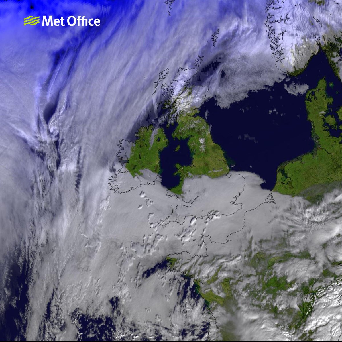 The latest satellite picture shows the gloriously sunny weather across