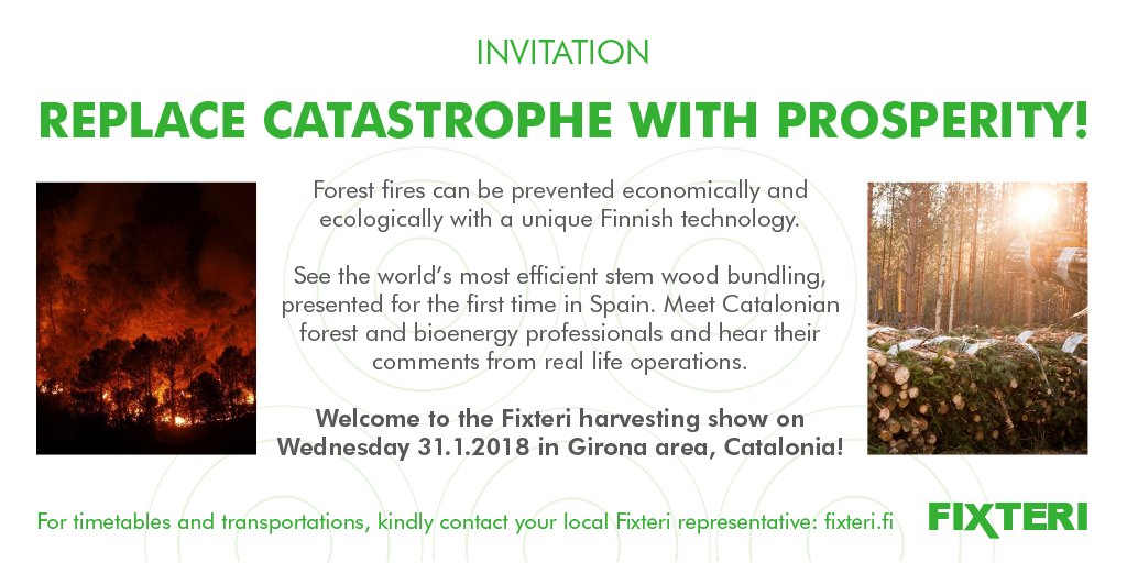 FixteriGroup's tweet photo. Welcome to #Catalonia 31.1. - let's prevent #forestfires! Pls share #fixteri #fixingforests #bioeconomy #innovation #biofuels #renewables @Marcpalahi @europeanforest @Ligniaforest @LigniaBiomassa @CATFOREST_CAT @pefcat @aegplc @ForestEnergyAZ @BioenergyIntl @EUBCE @BioenergyInfo https://t.co/bBCgMyt1Ug