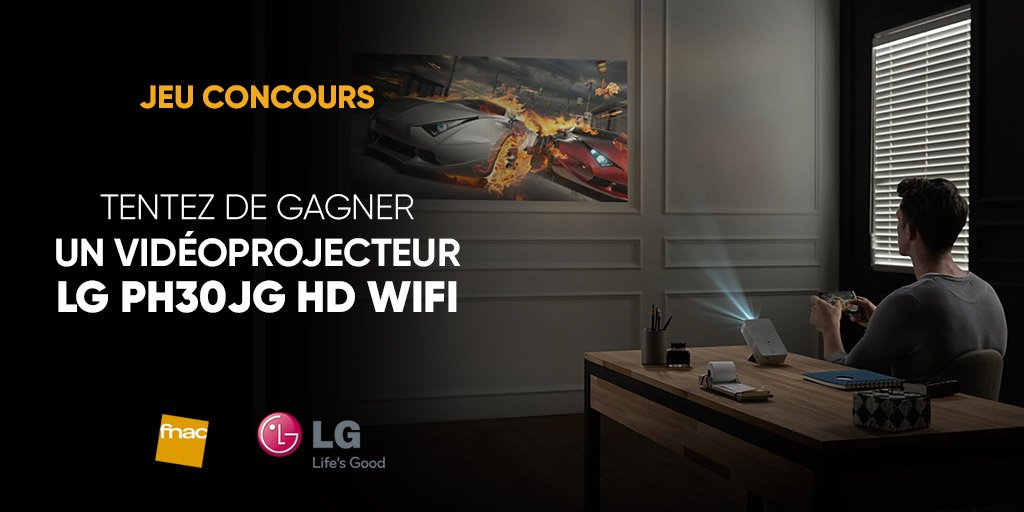 Fnac's tweet image. JEU CONCOURS | Tentez de gagner des vidéoprojecteurs @LG_France PH30JG HD Wifi  😃 &amp;gt;bit.ly/2l6Injr
Pour Participer RT + Follow @Fnac