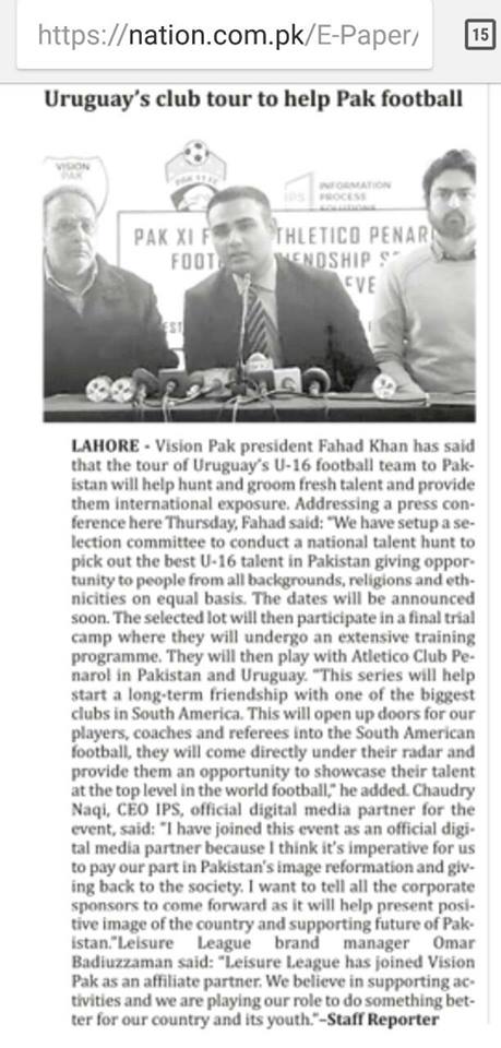 fahadayazkhan's tweet photo. The biggest football club in South America, Atletico Club Penarol, is Pakistan bound in April 2018 @PakPenarol .
@ImranKhanPTI @FrontlineKamran  @MoeedNj @Asad_Umar @BBhuttoZardari @AsifabhuttoZar1 @AwnChaudry @AliTareenK @JahangirKTareen @SMQureshiPTI https://t.co/aT0PfV1Xzt