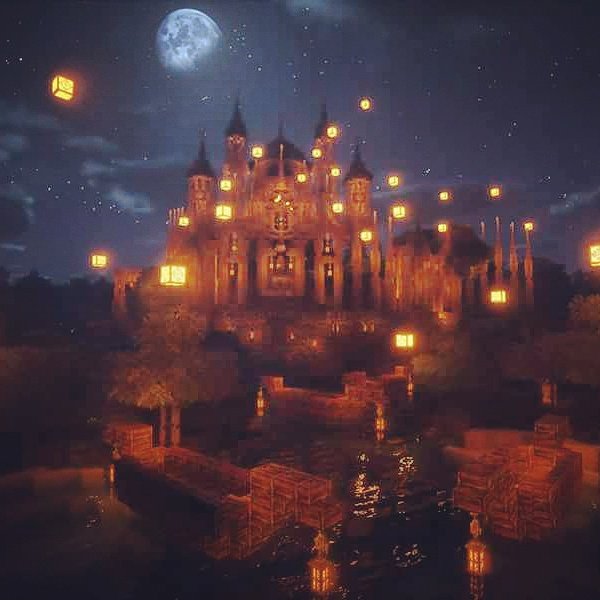 Hotaru ラプンツェルの誕生祭 スカイランタンのシーンを意識して作ってみました お城を増築 Minecraft Cocricot Conquest 建築 Disney ラプンツェル スカイランタン お城