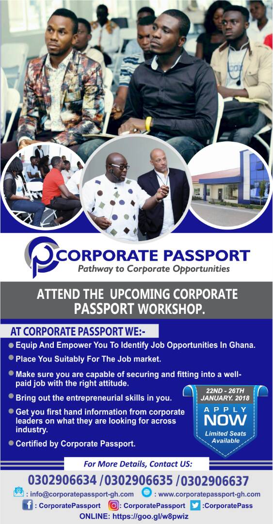 CorporatePass's tweet photo. HURRAY 😀  . New Year Discount. 
First 100 Candidates will only pay GHC 300 for the #Workshop.
RUSH NOW to secure your SEAT.
Visit our website and Register NOW!!!
https://t.co/MgzR7FFV6R

For more info. Call 030 290 6634 , 030 290 6635 , 030 290 6636 , 030 290 6637 https://t.co/esvam8wnlE