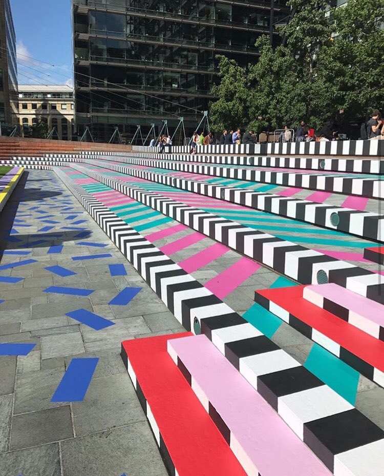govisualltd's tweet photo. Throwing back to Villa Walala by @camillewalala for @broadgatelondon as part of @l_d_f_official and @britishlandplc to inject some colour into a rather grey January morning! 🍭
.
.
.
#ldf2017 #camillewala #design #colour #texture #colourblock #geometric #thecity #london #form https://t.co/U8T1FHJfBX