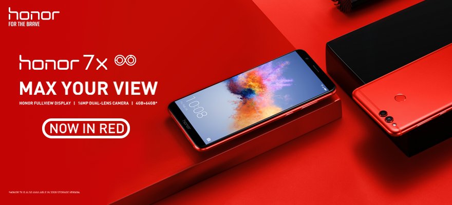 Honorglobal's tweet photo. We're happy to announce that #Honor7X brought #FaceRecognition to its feature family and it's in #Red now. This is how we define #ValueToTheMax #CES2018 https://t.co/HcXKN7YSd6
