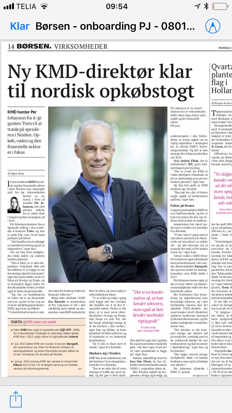 Per Johansson Excited And Proud To Become Part Of The Kmd Team Unique Growth Opportunity And Lots Of Great New Colleagues Looking Forward To Monday 15th Of Jan And Heading