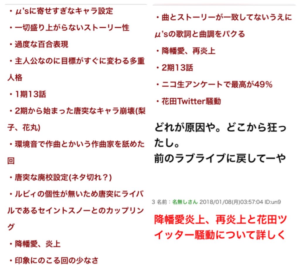 松 現在ラブライブサンシャイン炎上中です 理由は脚本家の花田十輝がキャストに寄せた脚本を書いた事 Aqours声優の問題行為 酒井かずお監督がラブライブのブランドを崩壊させた事です Lovelive Sunshine サンシャイナー T Co Iagq9hkfvk