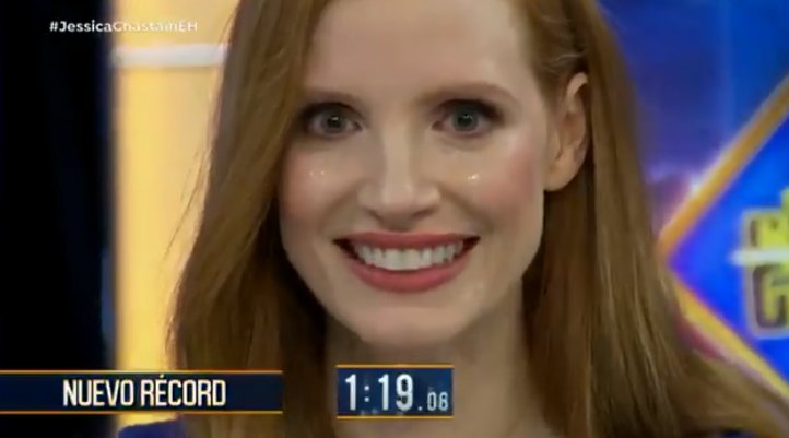Image result for Jessica Chastain breaks the record of 2 minutes without blinking