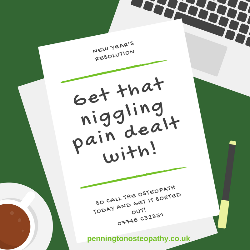 Penningtonosteo's tweet photo. After a fab break, clinic's open again for sorting your pain. Got a problem you've been meaning to deal with? Get in touch! #painsolutions #newyearnewyou #osteopathy #OsteopathyWorks https://t.co/VudPJWdfAl