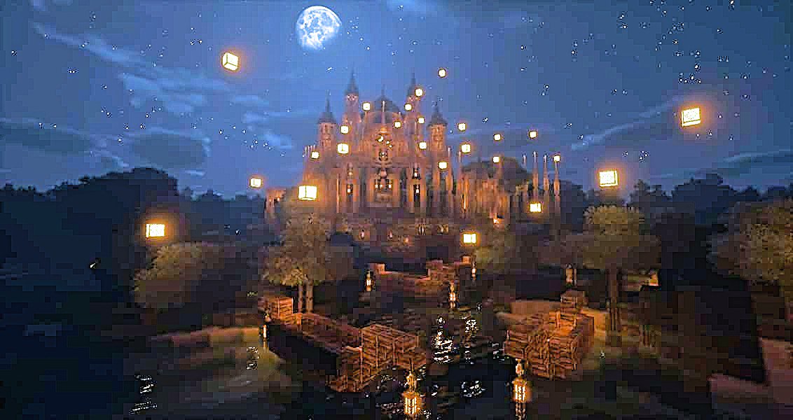 Hotaru ラプンツェルの誕生祭 スカイランタンのシーンを意識して作ってみました お城を増築 Minecraft Cocricot Conquest 建築 Disney ラプンツェル スカイランタン お城