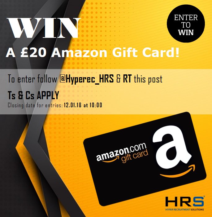Hyperec_HRS's tweet photo. #Competition #giveaway #WIN a £20 Amazon Card! To be in with a chance, simply RT and follow @Hyperec_HRS #electronics #gifts #gadgets #home #NewYear https://t.co/CSyg3HsRLA