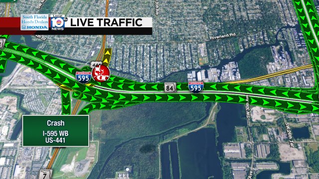 Crash on I-595 WB at US-441 #traffic https://t.co/PxerII3wTd