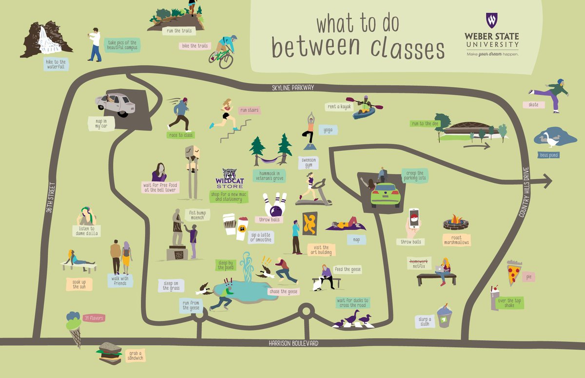 Weber State University Map Weber State University On Twitter: "Welcome Back, Wildcats! If You're Looking For Things To Do Around Campus, Here's A Fun Little Map To Get You Started. #Justweber #Weberstate Https://T.co/Fzkihphwad" / Twitter