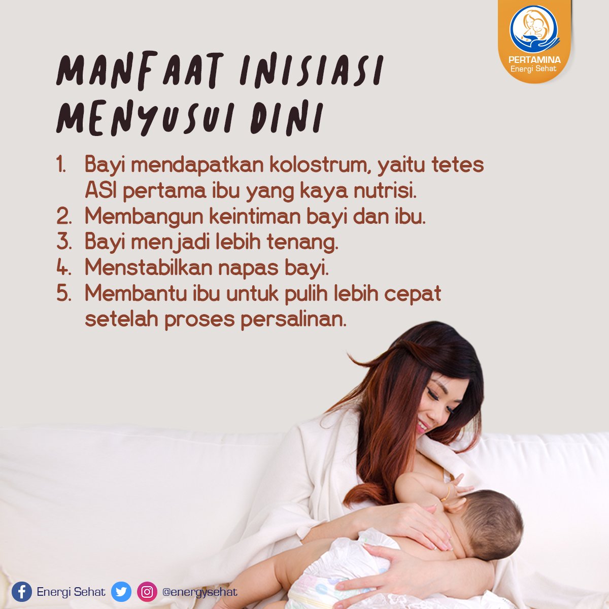 EnergySehat's tweet photo. Inisiasi Menyusui Dini (IMD) memiliki banyak manfaat bagi ibu dan bayi pasca persalinan, Sob. Sayangnya, belum semua rumah sakit ataupun bidan dapat mengakomodasi proses IMD. https://t.co/jUIOO9oXyj