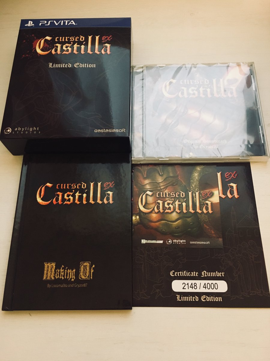 TweetVitaReview's tweet photo. Giveaway Time!
RT + Follow for a chance to win these Cursed Castilla EX game goodies [no game]:

◘Collector’s Box
◘Making of Hardcover Photo Book
◘Original Soundtrack
◘Numbered Certificate
◘Sticker

Winner announced on Sunday (Jan 14)
Good Luck! https://t.co/AxFv84mPF8