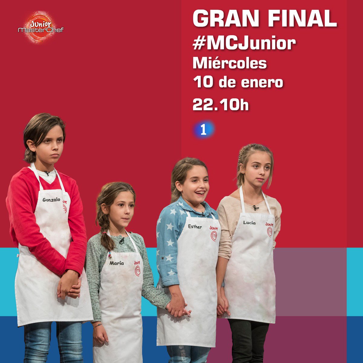 Te esperamos el miércoles, a las 22.10H en <a href="/La1_tve/">La 1</a>, para vivir juntos la GRAN FINAL de #MCJunior. ¿Quién crees que conseguirá el ansiado título de ganador? rtve.es/masterchef
