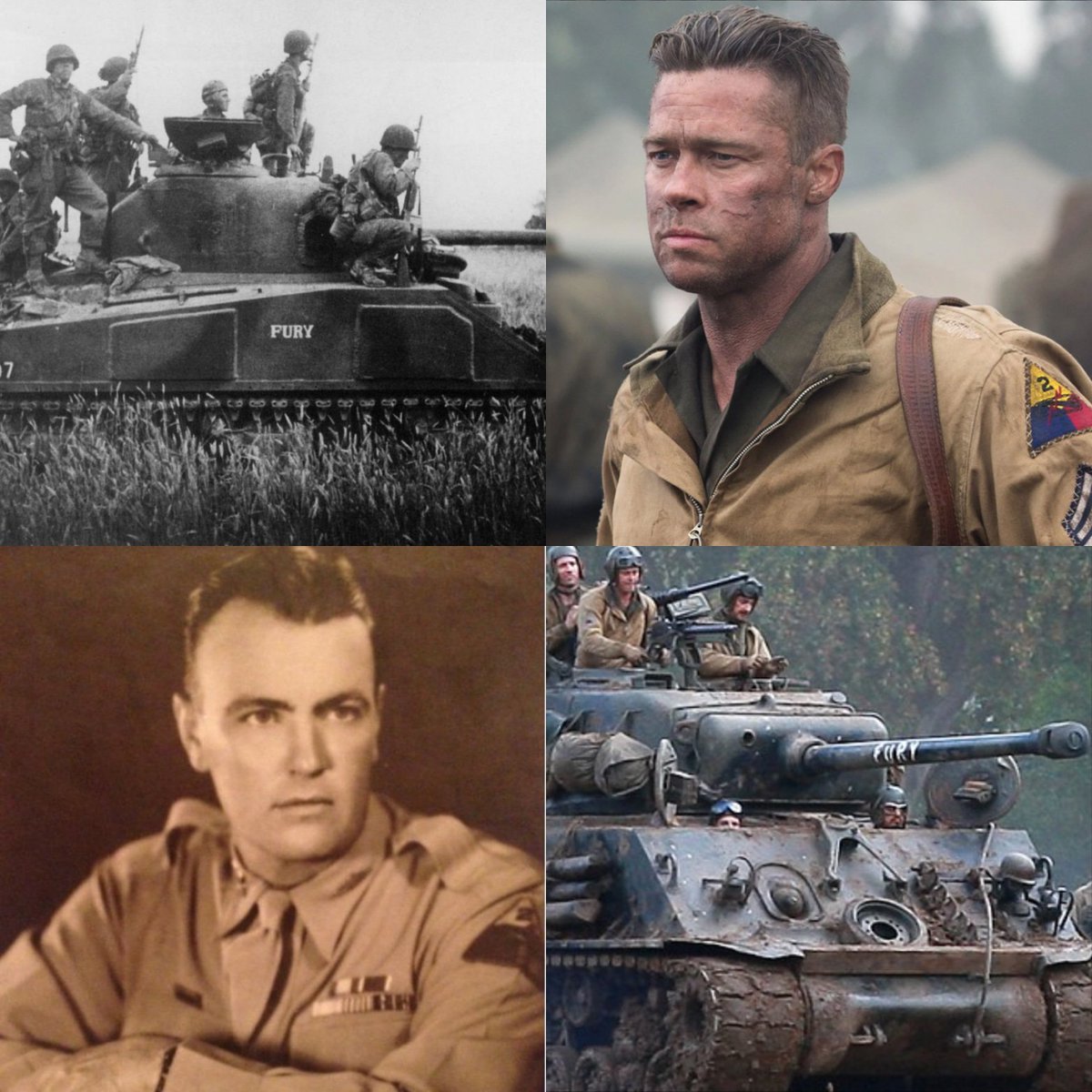 welovenormandy's tweet photo. Real-life version of #BradPitt #wardaddy from the movie #Fury https://t.co/2prfwg8oV0 https://t.co/tDbK64qWBV