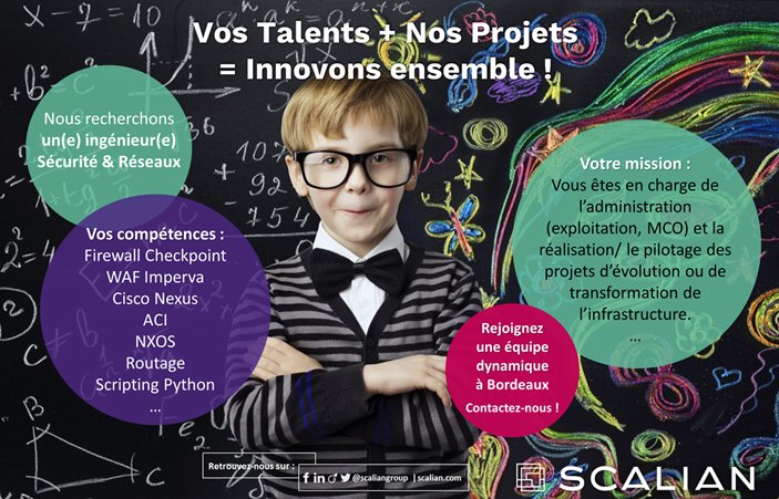 EtopInt's tweet photo. #jobs Passionné(e) par les enjeux de #sécurité #réseaux ? Vous êtes #ingénieur(e) et à la recherche d'une nouvelle aventure professionnelle à #Bordeaux ? 
Contactez vite Alison | alison.hatchi@scalian.com ou 06 83 27 96 41 https://t.co/ZZVxSIt517