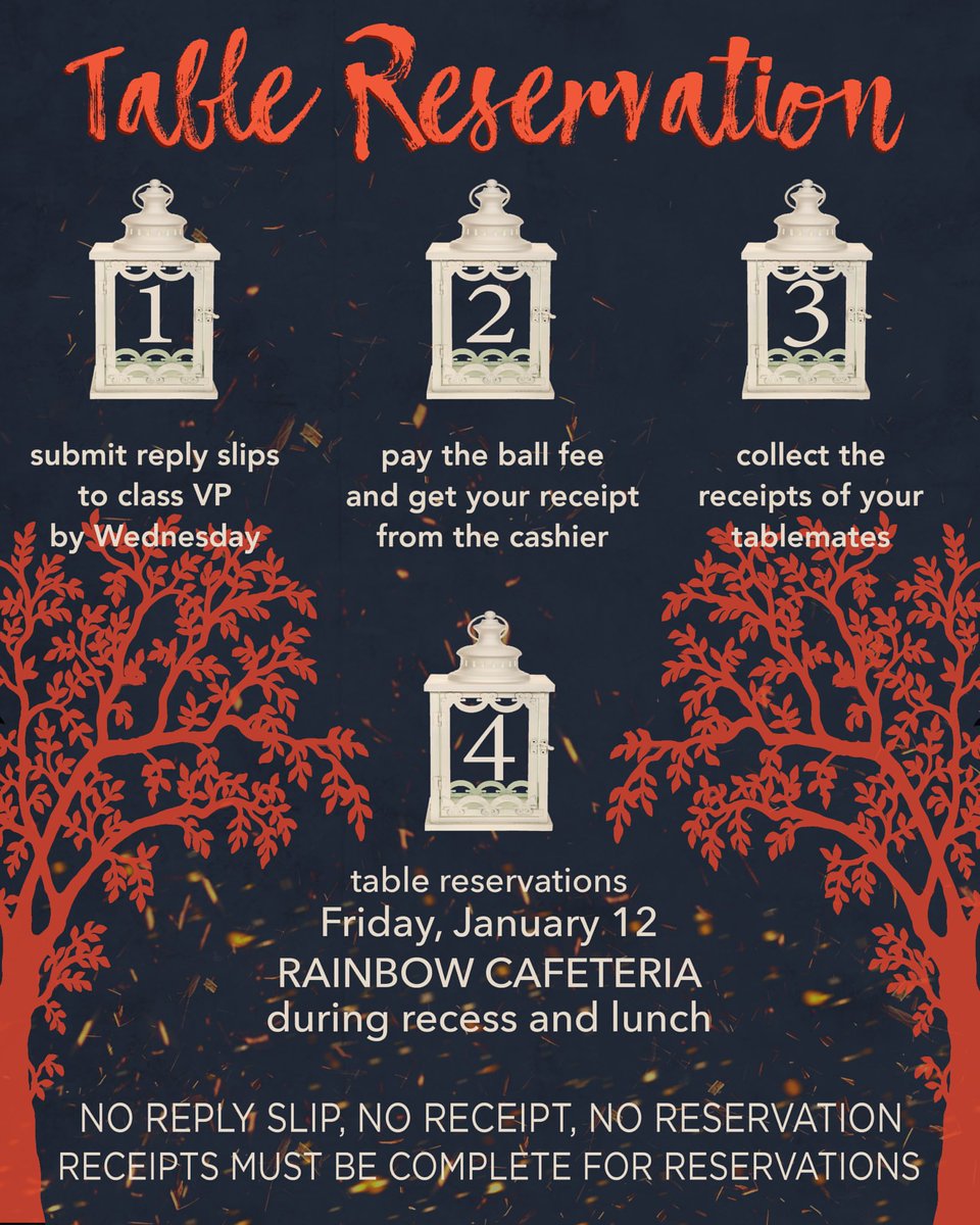 HelixBall2018's tweet photo. Helix, mark your calendars! Table reservations are on January 12 during recess and lunch at the Rainbow Cafeteria! Bring your receipts for your table of 12. First come, first served! https://t.co/eZXXjM4hoY