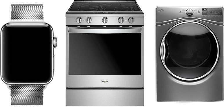 MacRumors's tweet photo. CES 2018: Apple Watch Users Can Control Select Whirlpool Washers, Dryers, and Ovens in Early 2018 https://t.co/Y3QEPpn7IV by @rsgnl https://t.co/8qsQhcBnqt