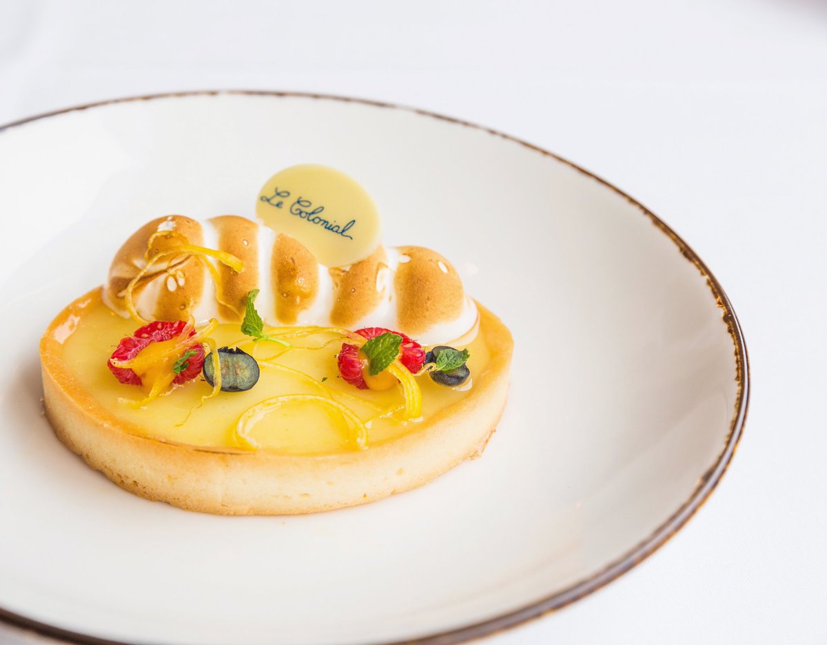 Life is short, order dessert. Opt for our Tarte au citron delicately crafted with French lemon curd, fresh berries, Meyer lemon peel &amp; meringue - new on the dessert menu! 🍋🍋 #lecolonialhouston #dessertfirst