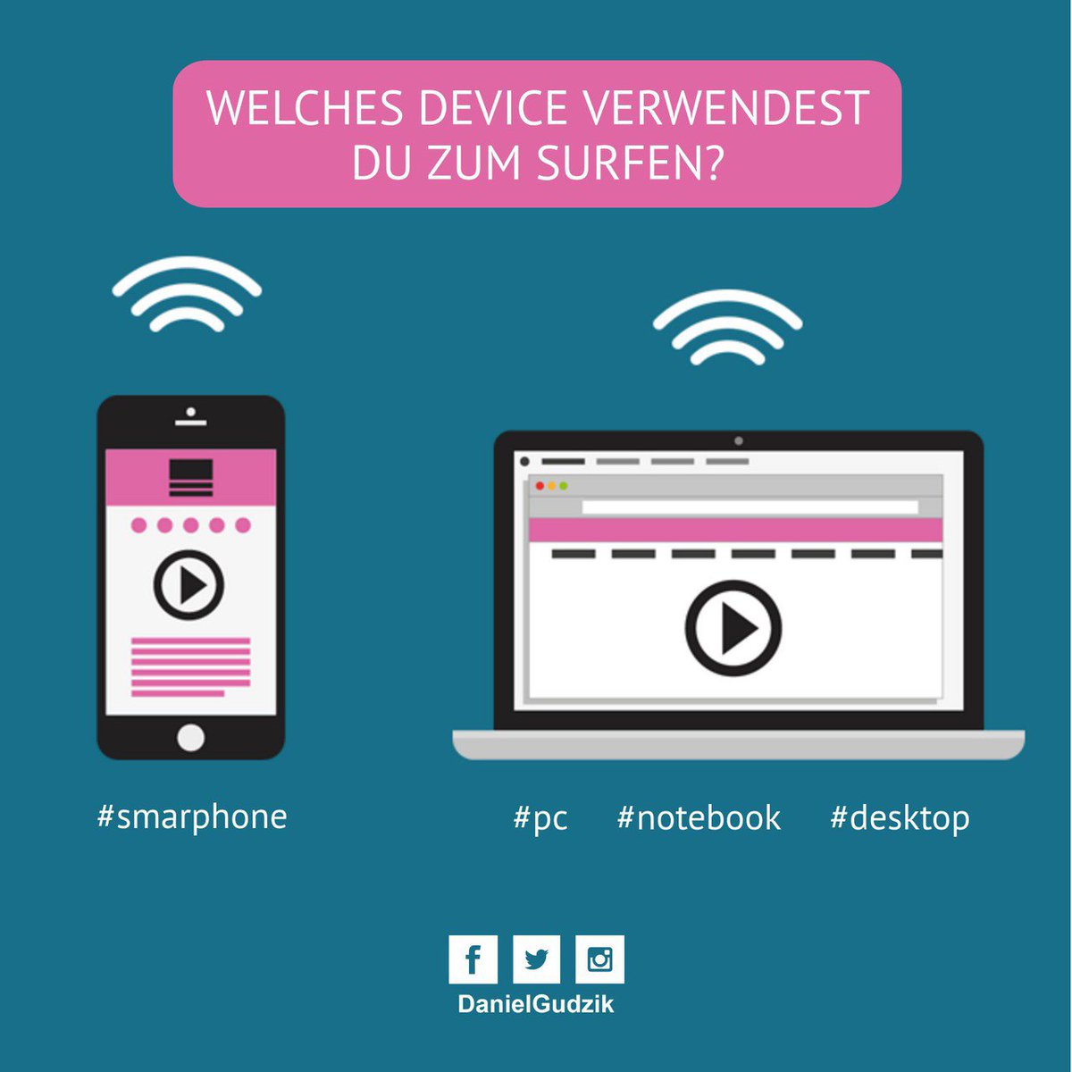 GudzikMedia's tweet photo. Welches Device verwendest du zum surfen?
What device do you surf from?

#Abstimmung #Vote #Poll #voting #Frage #Question #surfen #surf #smartphone #pc #notebook #desktop #device https://t.co/3jOJd9XgPB