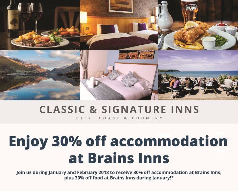 brainsbrewery's tweet photo. For those in need of a little R&amp;R after the chaos of Christmas... here's 30% off accommodation and food at our Classic and Signature Inns this January https://t.co/Edwckyw36J