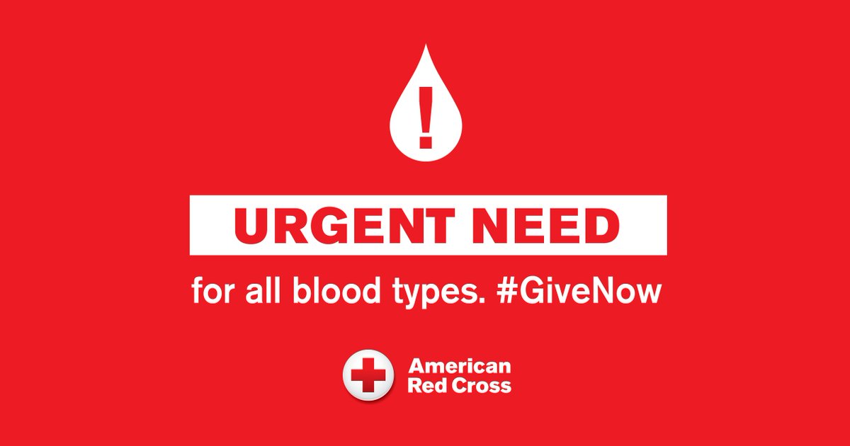 RedCross's tweet photo. The #RedCross has an urgent need for blood and platelet donors due to a winter blood donation shortage. Please #GiveNow to help patients in need: https://t.co/rDCOr7MrQU #MondayMotivation https://t.co/RIOqrHsKqh