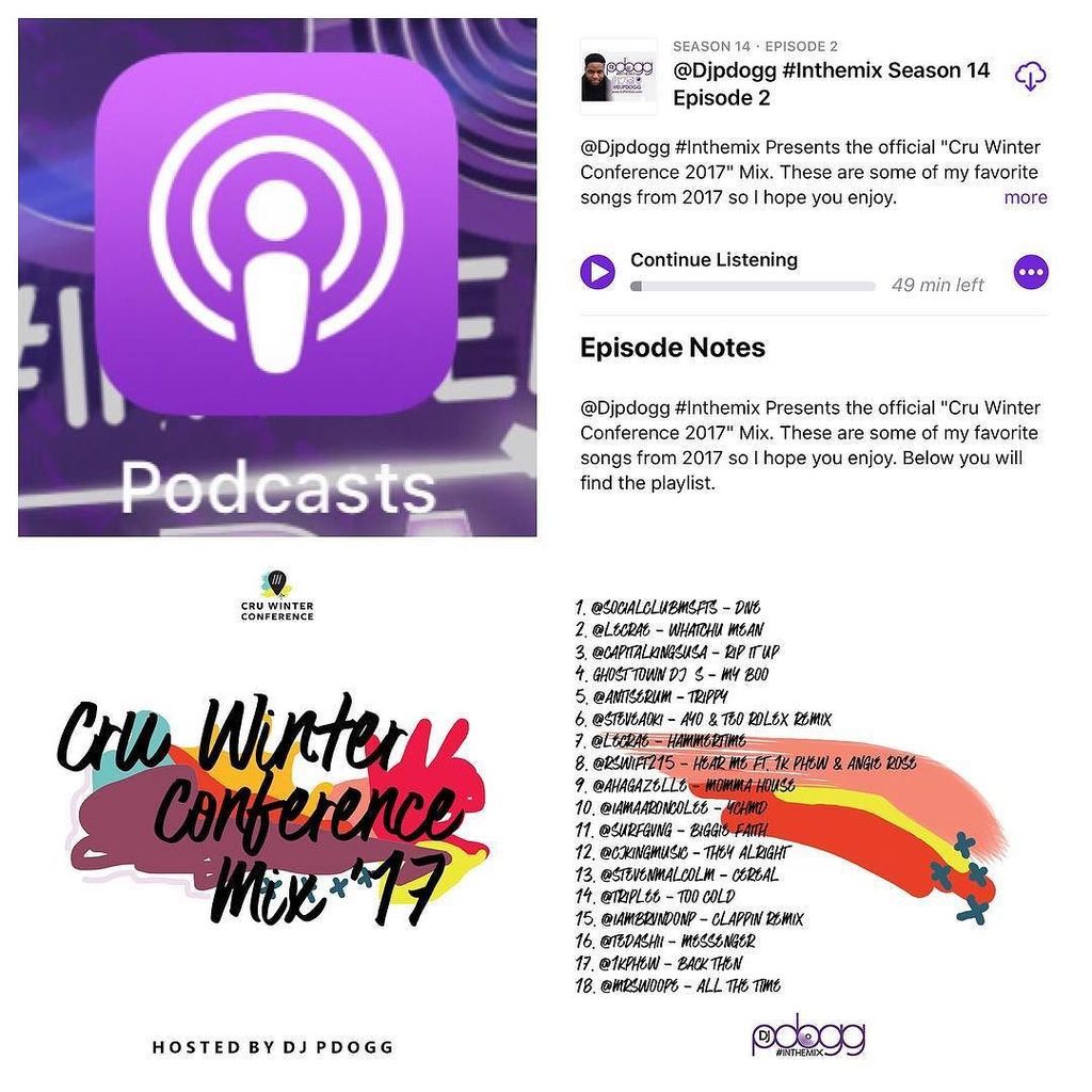 DJPdogg's tweet photo. Get the official Cru WC mix on your iPhone by opening the podcast app, search for Dj Pdogg and get the mix on your device. Its also available on Google Play and iHeartRADIO #cruwc https://t.co/BGPpKzMp2L