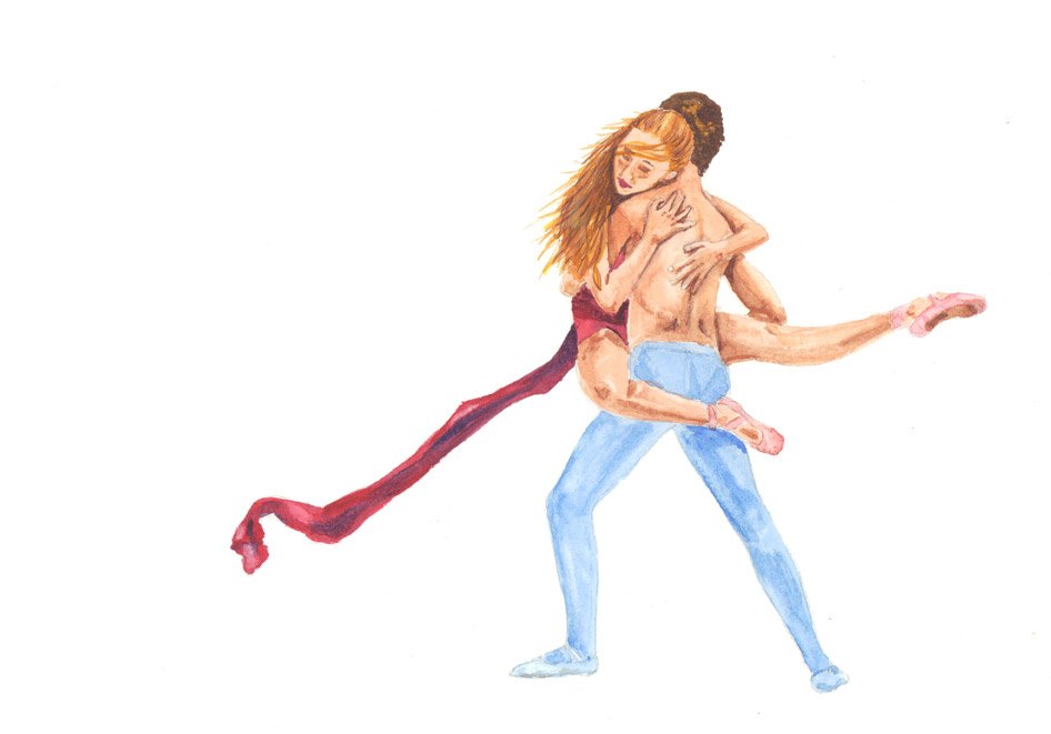 balletart1's tweet image. Catch me, hold me ❤️. Latest #watercolorpainting
 #watercolor #balletart #ballet #creativity