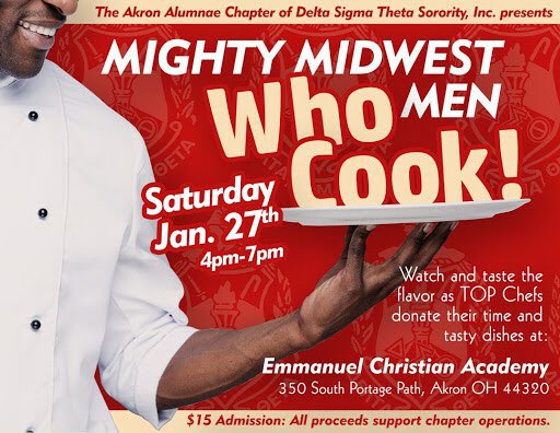Ready for some delicious food? Check out "The Mighty Midwest Men Who Cook!" Come enjoy food, music and prizes on Saturday, January 27th from 4 to 7pm!  We will see you (and your appetite) there! 🍝🥘🍗🍰