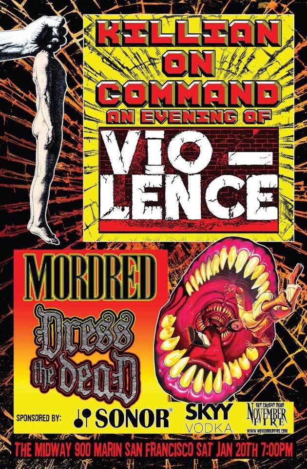 Our front person, Gary will be grinding out a few Vio-Lence tunes come January 20th in San Francisco. He’s honored to be able to help a friend in need. 
#saveseankillian