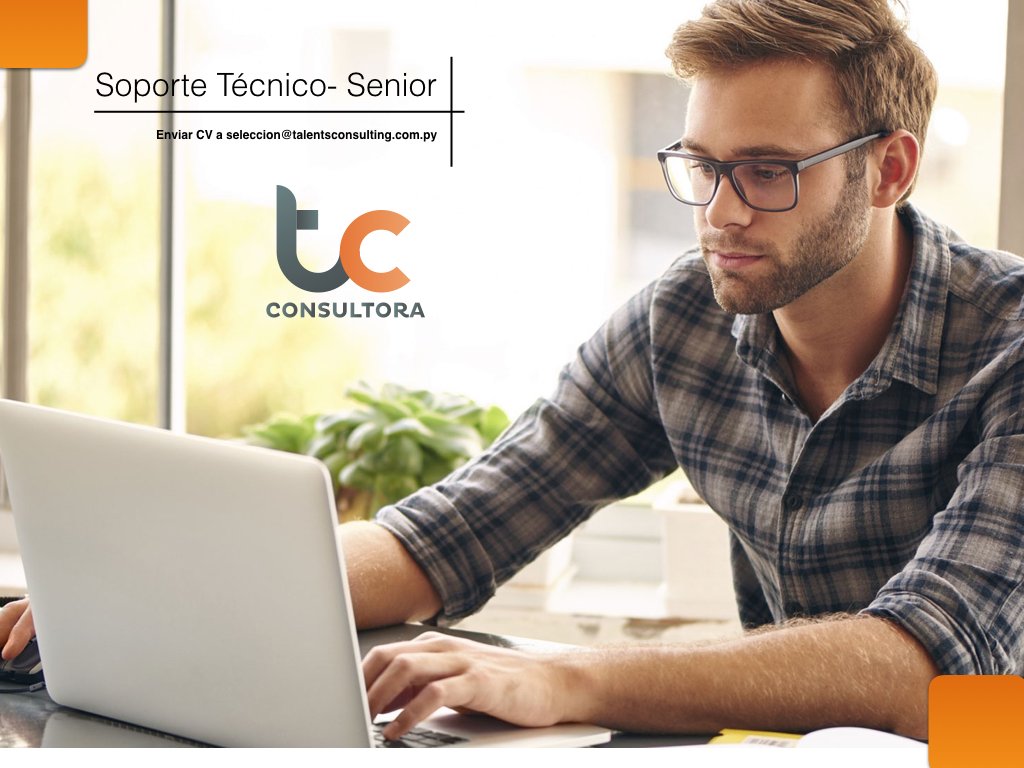 TC_ConsultoraPY's tweet photo. Te Estamos Buscando!! SOPORTE TÉCNICO - SENIOR
Edad: 24 años en adelante. Profesional,técnico o estudiante avanzado de Ingeniería en sistemas o carreras afines a tecnologías de la información.
Experiencia mínima de 2 a 3 años
Enviar CV a seleccion@talentsconsulting.com.py https://t.co/gEmPOr4MHL