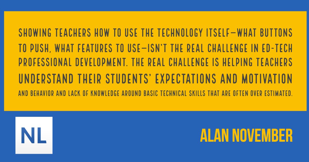 curriculum21's tweet photo. "Showing teachers how to use the technology itself—what buttons to push, what features to use—isn’t the real challenge in ed-tech professional development. The real challenge is helping teachers understand... " by @globalearner https://t.co/4JEtHprFoq https://t.co/PYJMMShe1M