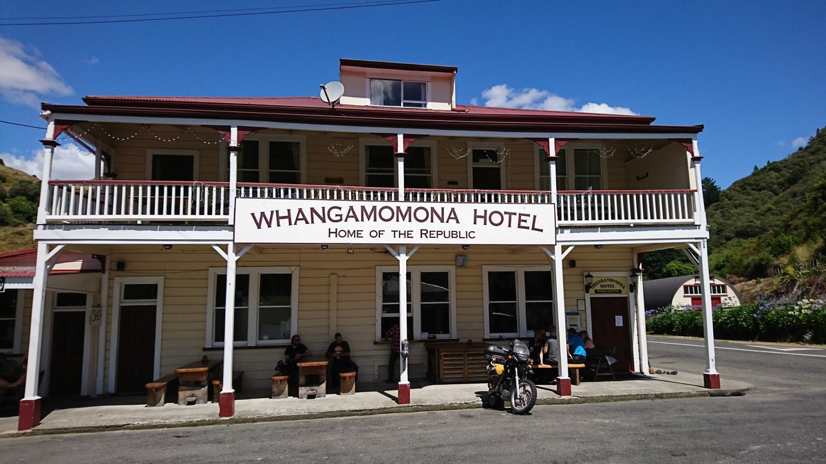 TheBikerVirgin's tweet photo. The legendary #WhangamomonaHotel at the end of the #ForgottenWorldHighway. Fantastic ride. Highly recommend for everyone. #Taranaki #NewZealand #Motorcycle #GreatRide https://t.co/SdeDtSFO0V